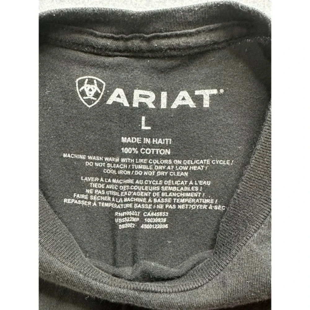 Ariat Shirt Boys Large Black Logo Spelled Out Cowboy Rodeo Western Kids Youth‎